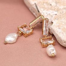 Load image into Gallery viewer, Crystal &amp; Pearl Drop Earrings
