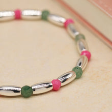 Load image into Gallery viewer, Oval, Pink &amp; Green Beaded Bracelet
