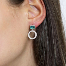 Load image into Gallery viewer, Crystal Circle &amp; Aqua Earrings
