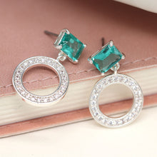 Load image into Gallery viewer, Crystal Circle &amp; Aqua Earrings
