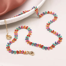 Load image into Gallery viewer, Multicolour Leaf Drop Necklace
