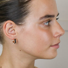Load image into Gallery viewer, Black Oblong Crystal Hoop Earrings

