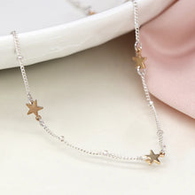 Load image into Gallery viewer, Two Tone Station Chain Star Necklace
