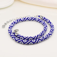 Load image into Gallery viewer, Blue Mix Diamond Pattern Beaded Necklace
