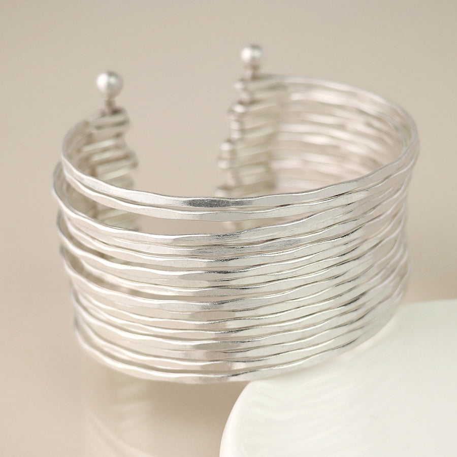 Stacked Multi Strand Hammered Bangle