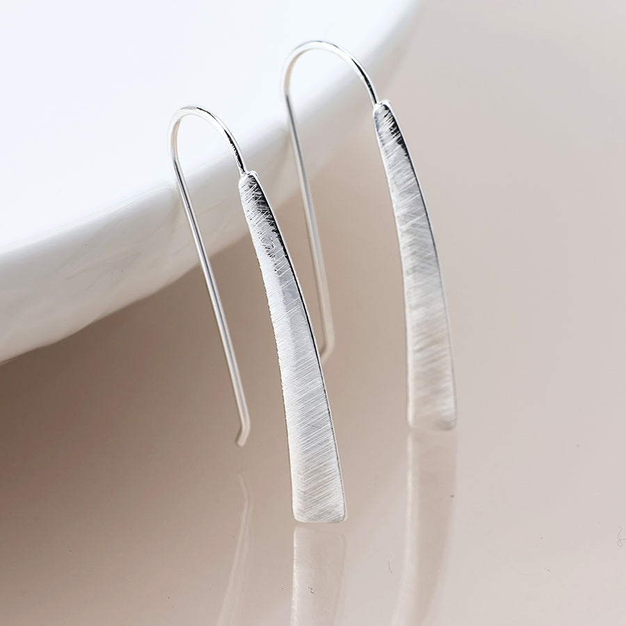 Brushed Tri-Edged Drop Earrings