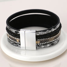 Load image into Gallery viewer, Black &amp; Grey Mix Faux Snake Magnetic Bracelet
