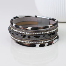 Load image into Gallery viewer, Animal Print &amp; Crystal Multi Layered Magnetic Bracelet
