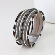 Load image into Gallery viewer, Animal Print &amp; Crystal Multi Layered Magnetic Bracelet
