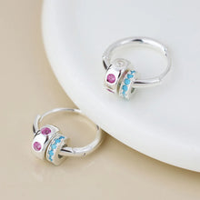 Load image into Gallery viewer, Blue &amp; Pink Ring Hoop Earrings
