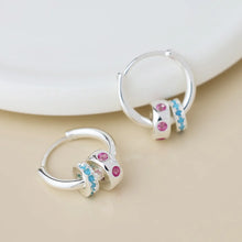 Load image into Gallery viewer, Blue &amp; Pink Ring Hoop Earrings
