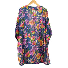 Load image into Gallery viewer, Long Blue Mix Floral Print Kimono
