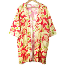 Load image into Gallery viewer, Long Red &amp; Lime Mix Tropical Print Kimono
