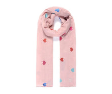 Load image into Gallery viewer, Pink Small Heart Embroidered Scarf
