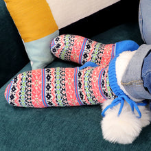 Load image into Gallery viewer, Bright Blue Fair Isle Sherpa Slipper Socks
