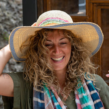 Load image into Gallery viewer, Wide Brim Sun Hat With Rainbow Band

