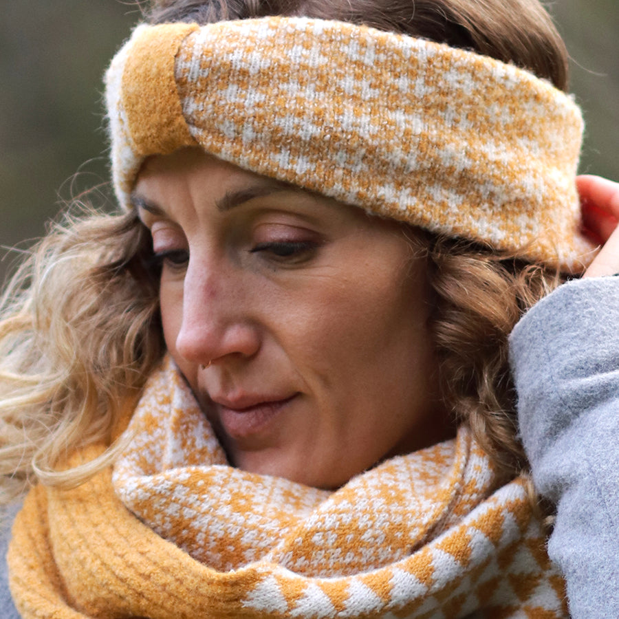 Recycled Blend Mustard & White Scandi Flower Headband