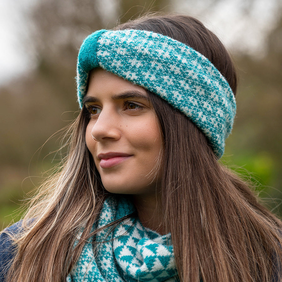 Recycled Blend Green & White Scandi Flower Headband