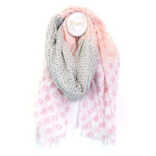 Load image into Gallery viewer, White Cotton Scarf With Multi Block Print In Pink &amp; Grey
