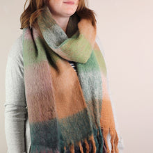 Load image into Gallery viewer, Teal &amp; Peach Mix Fluffy Scarf
