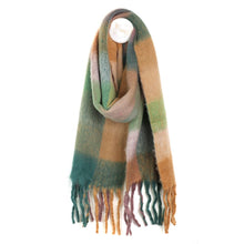 Load image into Gallery viewer, Teal &amp; Peach Mix Fluffy Scarf

