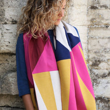 Load image into Gallery viewer, Mustard &amp; Pink Mix Colour Block Scarf
