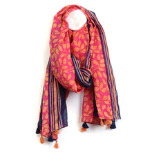 Load image into Gallery viewer, Cotton Red &amp; Orange Lead Print Scarf
