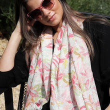 Load image into Gallery viewer, Recycled Pastel Mix Lily Print Metallic Scarf
