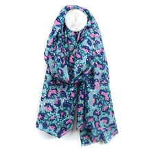 Load image into Gallery viewer, Recycled Aqua &amp; Metallic Overlay Scarf
