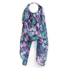 Load image into Gallery viewer, Recycled Teal Mix Tropical Floral Vine Print Scarf

