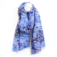 Load image into Gallery viewer, Recycled Blue Mix Paisley Print Scarf
