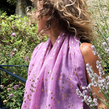 Load image into Gallery viewer, Recycled Lilac &amp; Metallic Rose Gold Large Speckled Print Scarf
