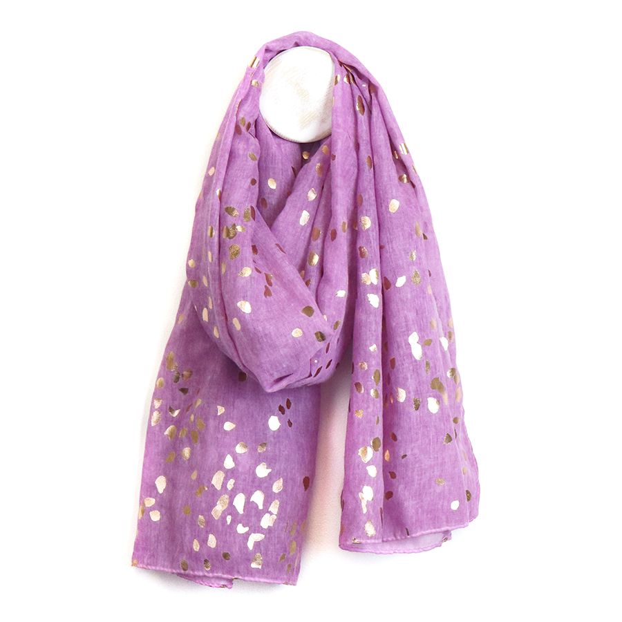 Recycled Lilac & Metallic Rose Gold Large Speckled Print Scarf