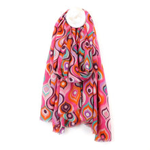 Load image into Gallery viewer, Pink &amp; Orange Mix Retro Wave Print Scarf
