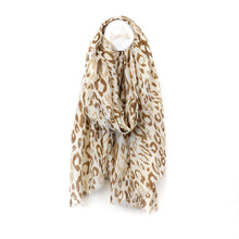 Load image into Gallery viewer, Beige Mix Animal Print Metallic Overlay Scarf

