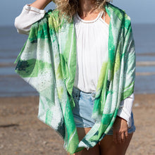 Load image into Gallery viewer, Green Colour Wash &amp; Metallic Print Scarf
