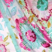 Load image into Gallery viewer, Silky Pink &amp; Aqua Tropical Flower Scarf
