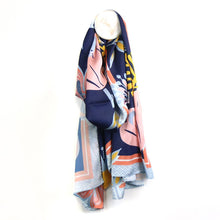 Load image into Gallery viewer, Silky Navy &amp; Pink Mix Floral Print Scarf
