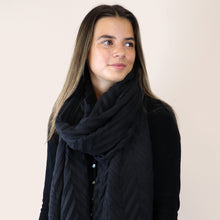 Load image into Gallery viewer, Dark Charcoal Herringbone Pleat Scarf
