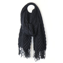 Load image into Gallery viewer, Dark Charcoal Herringbone Pleat Scarf
