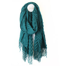 Load image into Gallery viewer, Rich Teal Herringbone Pleat Scarf
