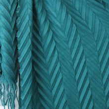 Load image into Gallery viewer, Rich Teal Herringbone Pleat Scarf
