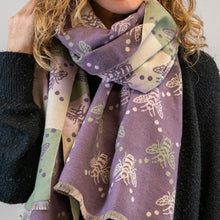 Load image into Gallery viewer, Purple Mix Bee &amp; Stripe Jacquard Scarf
