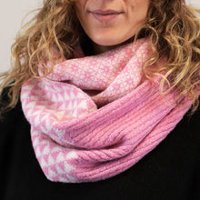 Load image into Gallery viewer, Recycled Blend Pink &amp; White Scandi Flower Snood
