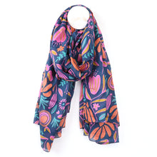 Load image into Gallery viewer, Organic Cotton Navy &amp; Bright Mix Abstract Scarf
