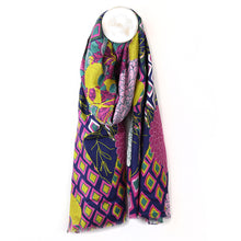 Load image into Gallery viewer, Bamboo Green Mix Dahlia Multicolour Scarf
