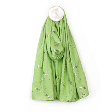 Load image into Gallery viewer, Green &amp; Metallic Dragonfly Print Scarf
