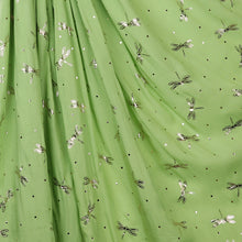 Load image into Gallery viewer, Green &amp; Metallic Dragonfly Print Scarf
