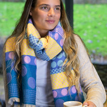 Load image into Gallery viewer, Reversible Blue Mix Polka Dot Scarf
