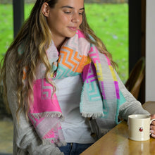 Load image into Gallery viewer, Reversible Bright Mix Zig Zag Stripes Scarf
